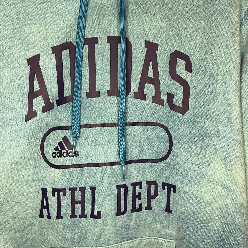 Adidas Sweatshirt Mens Large Blue‎ Fade Fleece Activewear Athleisure Hoodie - Picture 3 of 6